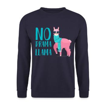 No Drama Llama Lama lustig - Unisex Pullover - Navy - Vorne - Alina (178cm) & Michal (187cm)