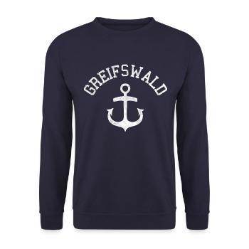 Greifswald Greifswalder HGW Mecklenburg-Vorpommern - Unisex Pullover - Navy - Vorne - Alina (178cm) & Michal (187cm)
