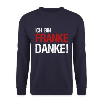 Je suis Franke Merci! Franken en disant idée cadeau - Sweat-shirt Unisexe - marine - Devant - Alina (178cm) & Michal (187cm)
