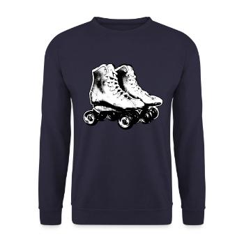 Rollschuhe Retro schwarz weiß - Unisex Pullover - Navy - Vorne - Alina (178cm) & Michal (187cm)