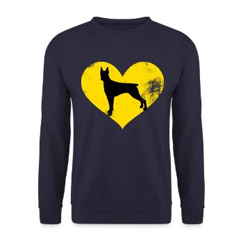 Image de coeur super mignon Doberman - Sweat-shirt Unisexe - marine - Devant - Alina (178cm) & Michal (187cm)