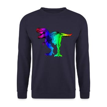 Techno T-Rex - Sweat-shirt Unisexe - marine - Devant - Alina (178cm) & Michal (187cm)