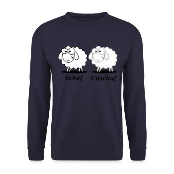 Funny Sheep / Unschaf Shirt - Unisex Sweatshirt - navy - Front - Alina (178cm) & Michal (187cm)