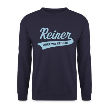 Reiner – Einer Wie Keiner! (Vorname / Name) - Unisex Pullover - Navy - Vorne - Alina (178cm) & Michal (187cm)