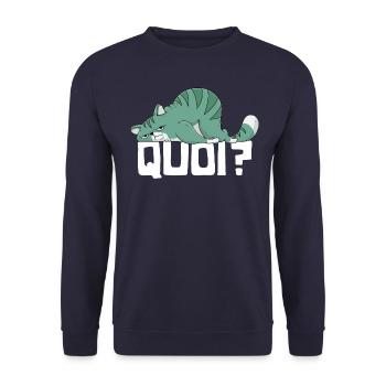 Katze Was für ein Geschenk Humor Katze Kätzchen Frau Mädchen - Unisex Pullover - Navy - Vorne - Alina (178cm) & Michal (187cm)
