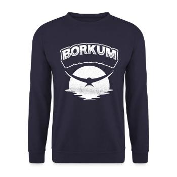 Borkum Möwe Insel Shirt - Unisex Pullover - Navy - Vorne - Alina (178cm) & Michal (187cm)