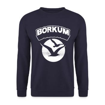 Borkum Möwe Insel Shirt - Unisex Pullover - Navy - Vorne - Alina (178cm) & Michal (187cm)
