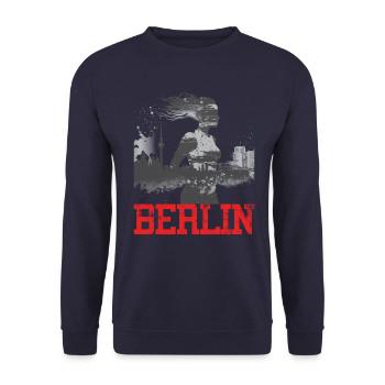 Berlin Marathon Läuferin Laufshirt für Frauen - Unisex Pullover - Navy - Vorne - Alina (178cm) & Michal (187cm)