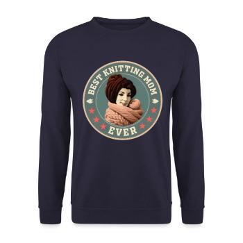 Nähen Stricken Häkeln Mama Best Knitting Mom Ever - Unisex Pullover - Navy - Vorne - Alina (178cm) & Michal (187cm)