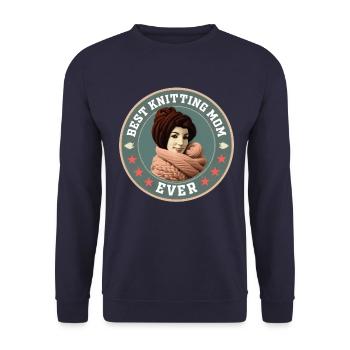 Nähen Stricken Häkeln Mama Best Knitting Mom Ever - Unisex Pullover - Navy - Vorne - Alina (178cm) & Michal (187cm)