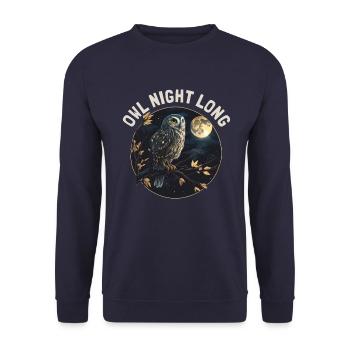 Owl Night Long Night Owl Owl Night Service - Sweat-shirt Unisexe - marine - Devant - Alina (178cm) & Michal (187cm)