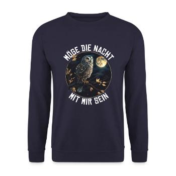 Nachteule Möge die Nacht mit mir sein Nachtdienst - Unisex Pullover - Navy - Vorne - Alina (178cm) & Michal (187cm)