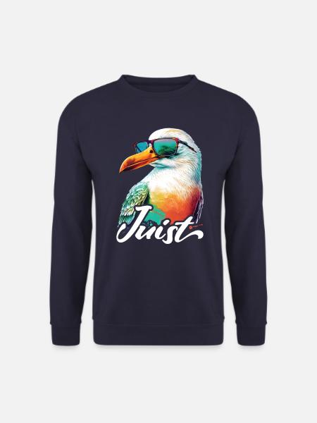 Juist Urlaub coole bunte Möwe mit Sonnenbrille - Unisex Pullover - Navy