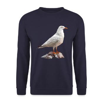 Polygon Möwe auf Felsen - Unisex Pullover - Navy - Vorne - Alina (178cm) & Michal (187cm)