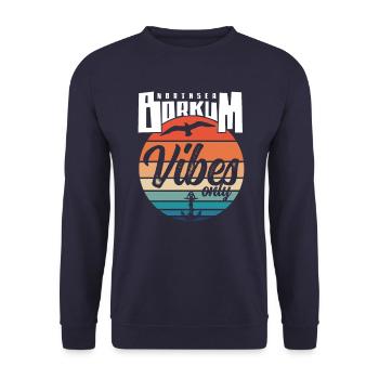 Borkum Northsea Vibes Only - Unisex Pullover - Navy - Vorne - Alina (178cm) & Michal (187cm)