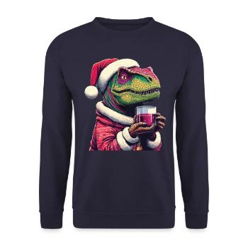 Raptor drinks mulled wine - Unisex Sweatshirt - navy - Front - Alina (178cm) & Michal (187cm)