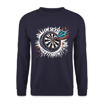 Dart Dartspieler I'm sexy and I throw it - Unisex Pullover - Navy - Vorne - Alina (178cm) & Michal (187cm)