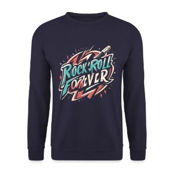 Rock n Roll forever Vintage Logo - Sweat-shirt Unisexe - marine - Devant - Alina (178cm) & Michal (187cm)