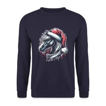 Cheval de Noël tête de cheval Graffiti Style - Sweat-shirt Unisexe - marine - Devant - Alina (178cm) & Michal (187cm)