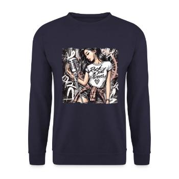 Rock n Roll forever Vintage Girl Rocknroll - Sweat-shirt Unisexe - marine - Devant - Alina (178cm) & Michal (187cm)
