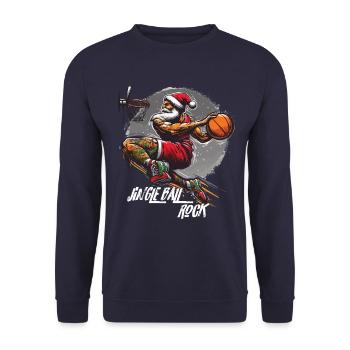 Père Noël Slam Dunk Basketball Jingle Ball Rock - Sweat-shirt Unisexe - marine - Devant - Alina (178cm) & Michal (187cm)
