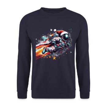 Super Père Noël en tant qu’astronaute dans l’espace - Sweat-shirt Unisexe - marine - Devant - Alina (178cm) & Michal (187cm)