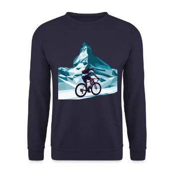 Matterhorn Radfahrer Rennrad Kunst - Unisex Pullover - Navy - Vorne - Alina (178cm) & Michal (187cm)