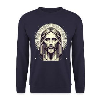 Jesus Vektor Polygon Christus Kopf Religion - Unisex Pullover - Navy - Vorne - Alina (178cm) & Michal (187cm)