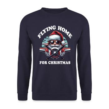 Pilot Santa Flying Home for Christmas Airplane - Unisex Sweatshirt - navy - Front - Alina (178cm) & Michal (187cm)