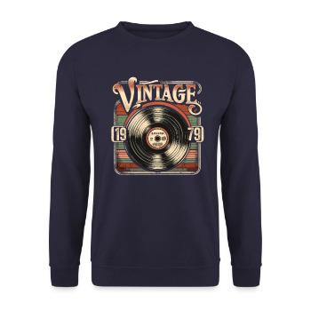 Rétro vinyle Vintage légende 1979 anniversaire - Sweat-shirt Unisexe - marine - Devant - Alina (178cm) & Michal (187cm)