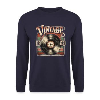 Retro Vinyl Vintage Legend 1962 Geburtstag - Unisex Pullover - Navy - Vorne - Alina (178cm) & Michal (187cm)