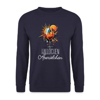 Hallöchen Aperölchen Cocktail Sommerparty Shirt - Unisex Pullover - Navy - Vorne - Alina (178cm) & Michal (187cm)