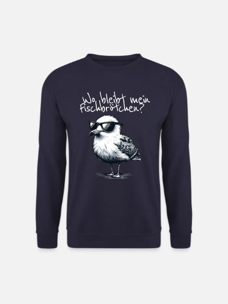 Wo bleibt mein Fischbrötchen Coole Möwe Spruch - Unisex Pullover - Navy