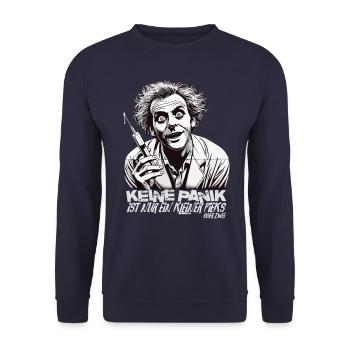 Verrückter Arzt Keine Panik Spritze - Unisex Pullover - Navy - Vorne - Alina (178cm) & Michal (187cm)