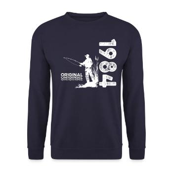 40ème Anniversaire Pêcheur Pêche 1984 Millésime 1984 - Sweat-shirt Unisexe - marine - Devant - Alina (178cm) & Michal (187cm)