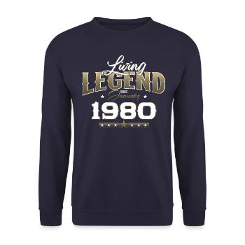 45ème Anniversaire Original Janvier 1980 Millésime 80's - Sweat-shirt Unisexe - marine - Devant - Alina (178cm) & Michal (187cm)