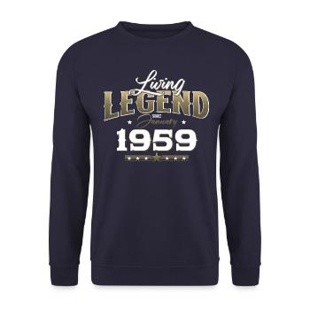 66e anniversaire Original janvier 1959 Volume 59 - Sweat-shirt Unisexe - marine - Devant - Alina (178cm) & Michal (187cm)