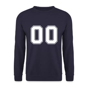00 Trikotnummern, Rückennummer, Jersey Number - Unisex Pullover - Navy - Vorne - Alina (178cm) & Michal (187cm)