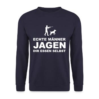 Echte Männer Jagen ihr Essen selbst Jäger Jagd Dog - Unisex Pullover - Navy - Vorne - Alina (178cm) & Michal (187cm)