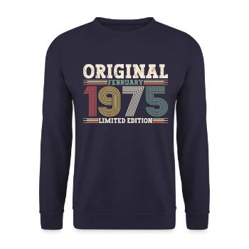 50th Birthday Gift Husband Original February 1975 - Unisex Sweatshirt - navy - Front - Alina (178cm) & Michal (187cm)