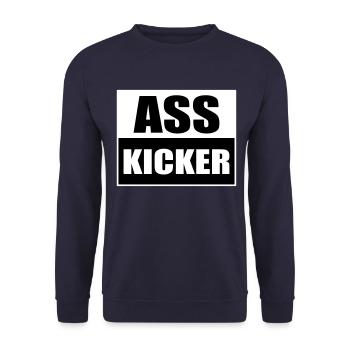 Arsch Kicker Lustiger Spruch Ass Kicker - Unisex Pullover - Navy - Vorne - Alina (178cm) & Michal (187cm)
