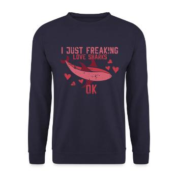 Je viens de paniquer amour requins ok cadeau - Sweat-shirt Unisexe - marine - Devant - Alina (178cm) & Michal (187cm)
