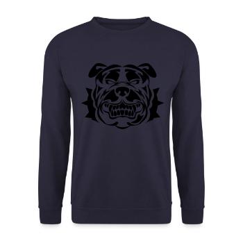 bulldog head dog - Unisex Sweatshirt - navy - Front - Alina (178cm) & Michal (187cm)