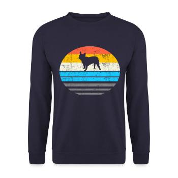 French Bulldog Retro Gift - Unisex Sweatshirt - navy - Front - Alina (178cm) & Michal (187cm)