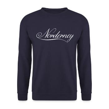 Norderney lettering white - Unisex Sweatshirt - navy - Front - Alina (178cm) & Michal (187cm)