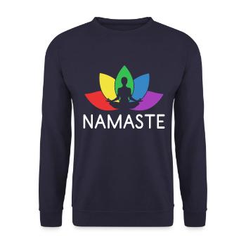 Cadeau de plante de lotus Namaste - Sweat-shirt Unisexe - marine - Devant - Alina (178cm) & Michal (187cm)