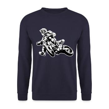 Supermoto Motorradrennen - Unisex Pullover - Navy - Vorne - Alina (178cm) & Michal (187cm)