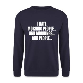 Morgenmenschen - Unisex Pullover - Navy - Vorne - Alina (178cm) & Michal (187cm)