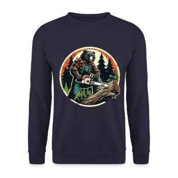 Bûcheron Bear Power et nature en harmonie - Sweat-shirt Unisexe - marine - Devant - Alina (178cm) & Michal (187cm)