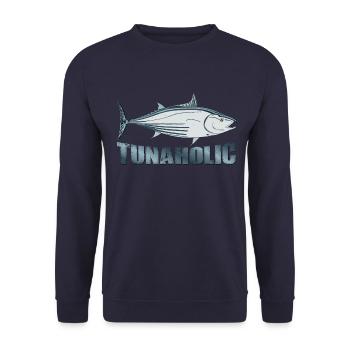 Tunaholic Thunfisch - Unisex Pullover - Navy - Vorne - Alina (178cm) & Michal (187cm)